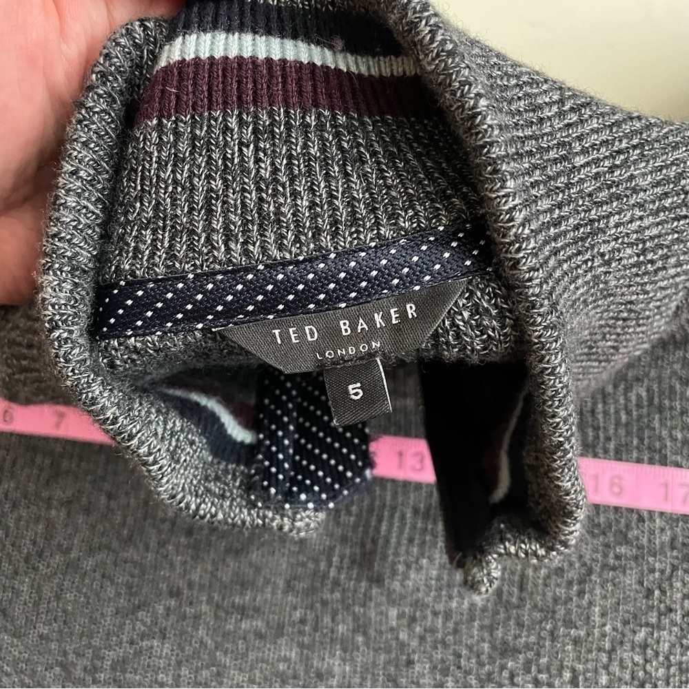 Ted Baker London Lohas Half Zip Pullover Sweater Gray Size 5 US Men’s Size XL - Picture 4 of 8